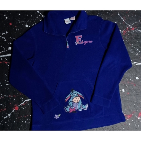 Disney vintage Eeyore x Winnie the Pooh embroidered fleece pullover RARE